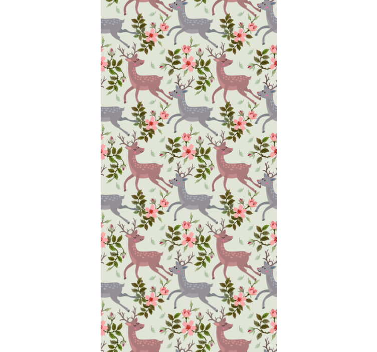 Deer Floral Pattern animals wallpaper - TenStickers