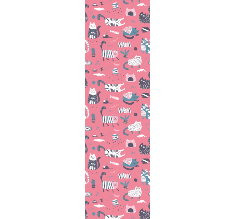 Playful Cats Illustration cats wallpaper - TenStickers