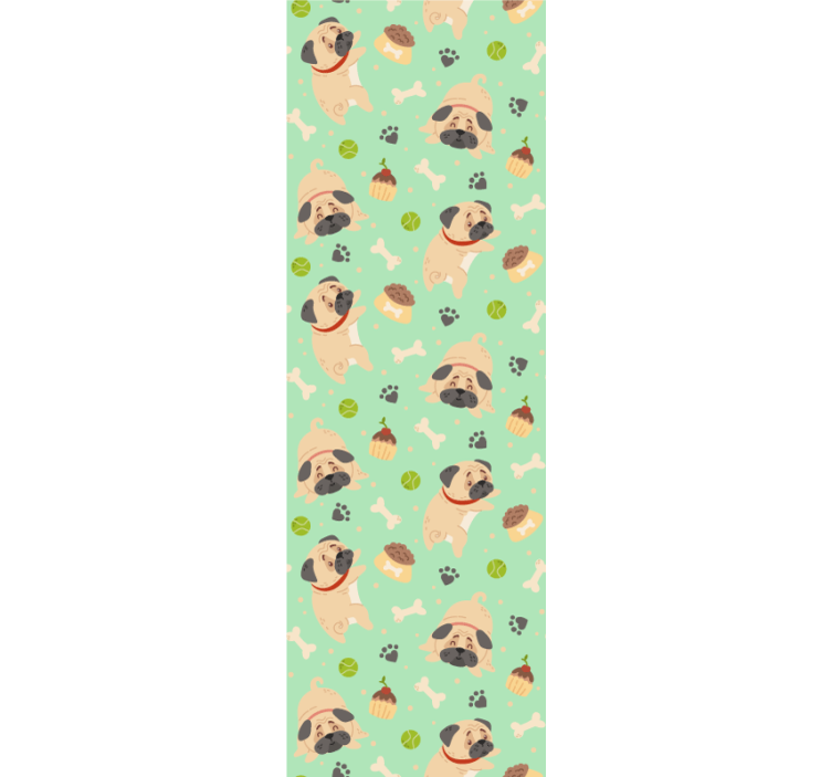 Pug Pattern Play cute dog wallpaper - TenStickers