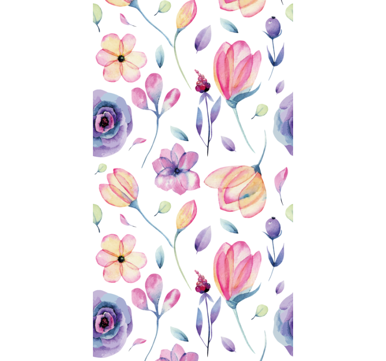 Floral Watercolor flowers wallpaper - TenStickers