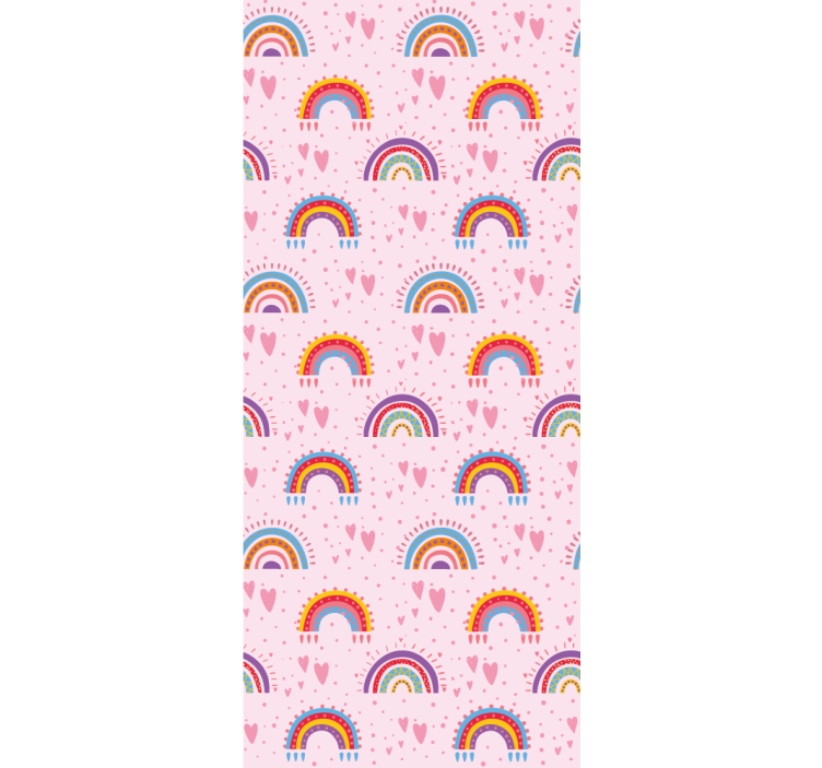 Rainbow Heart Patterns wallpaper childrens room - TenStickers