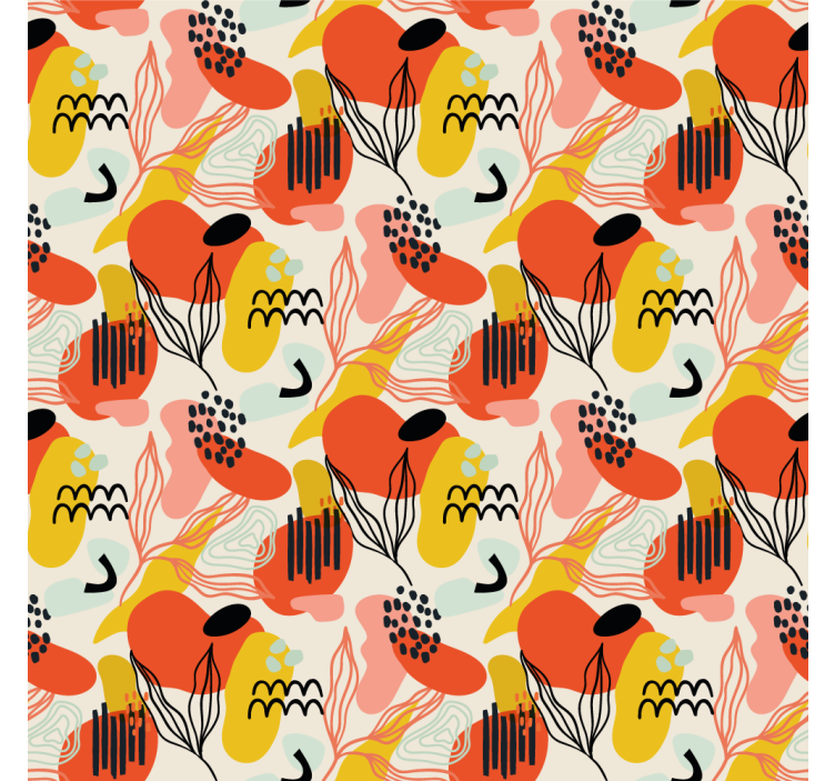 Paint spots and lines Abstract Wallpaper - TenStickers