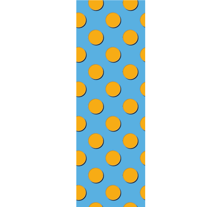 Polka dots wallpaper orange dots on blue background - TenStickers
