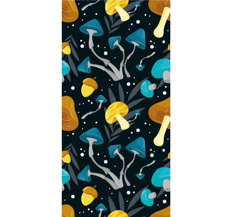 Blue and yellow mushroom kitchen wallpaper - TenStickers