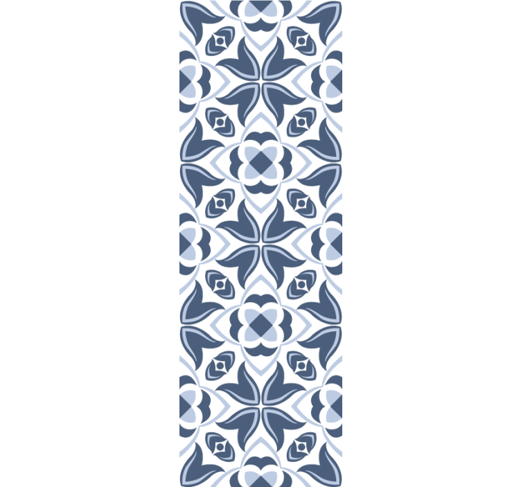 Blue Geometric Flowers tile effect wallpaper - TenStickers