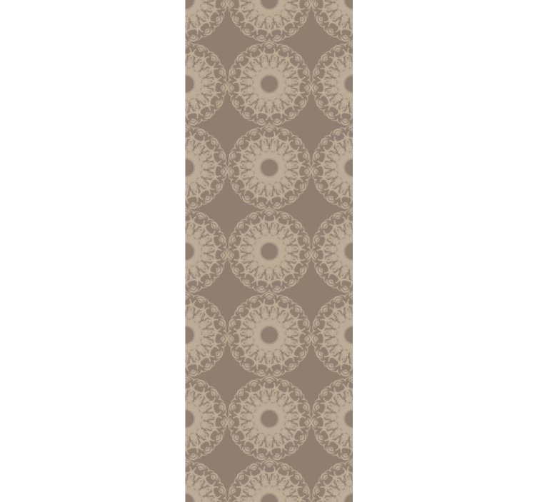 Intricate beige circular pattern ornamental wallpaper - TenStickers