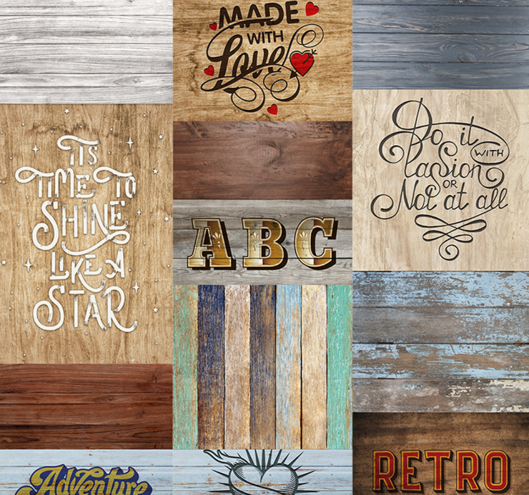 Inspirational Wooden Lettering Style living area wallpaper - TenStickers