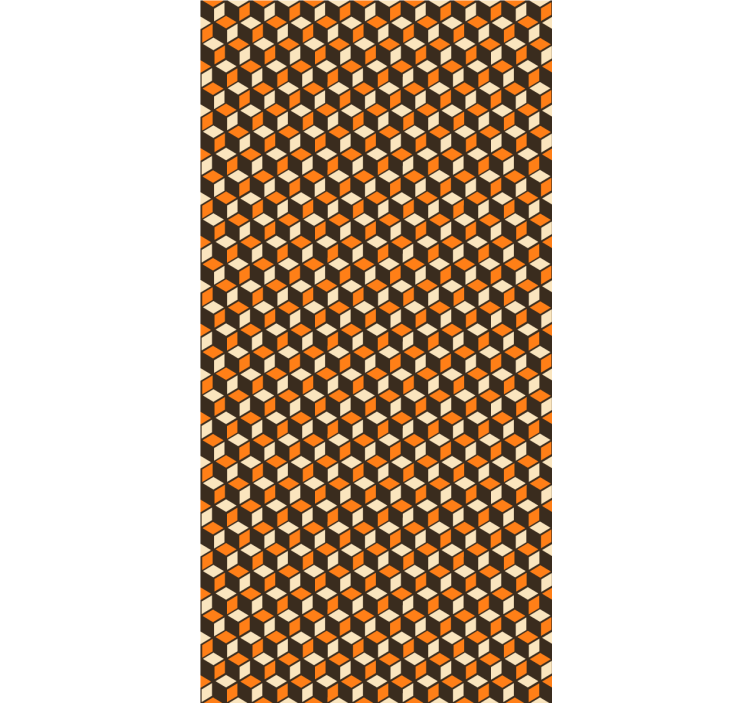 Cubical 3D orange pattern wallpaper geometric - TenStickers