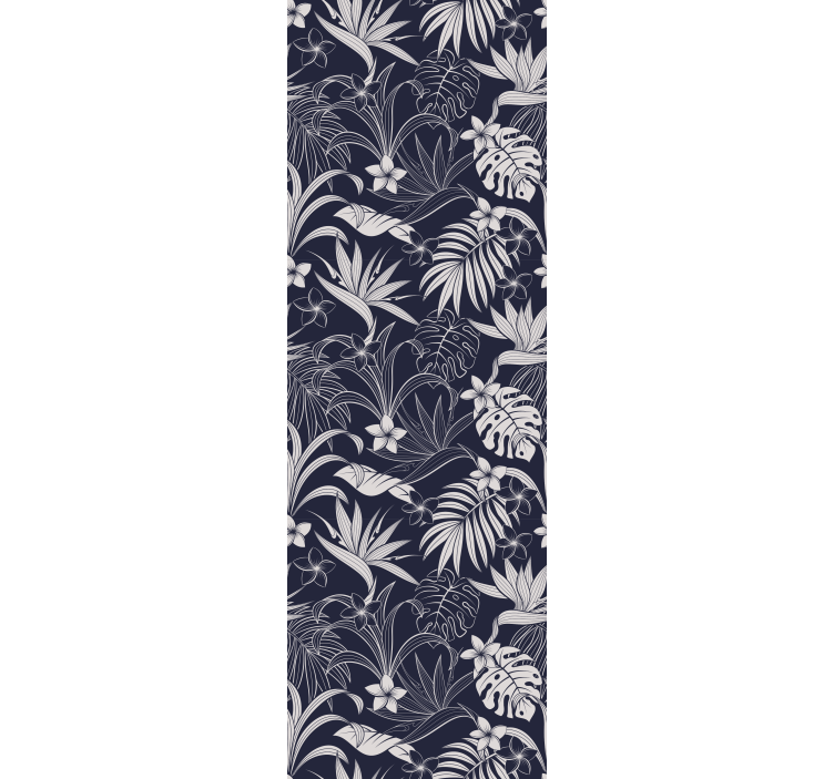 Gray tropical Hamptons pattern flower wallpaper - TenStickers
