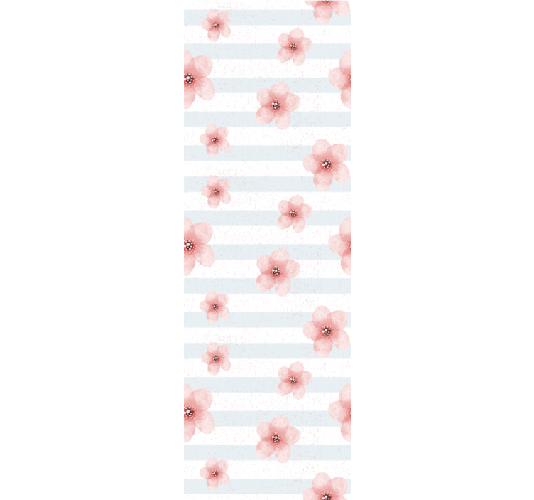 Pink Floral Stripes flowers wallpaper - TenStickers
