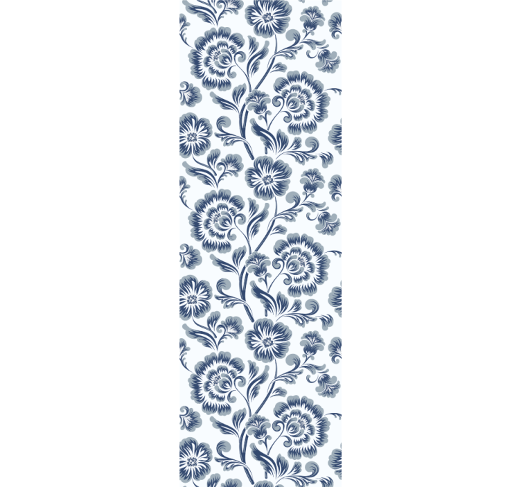 Navy grey pattern flowers wallpaper - TenStickers