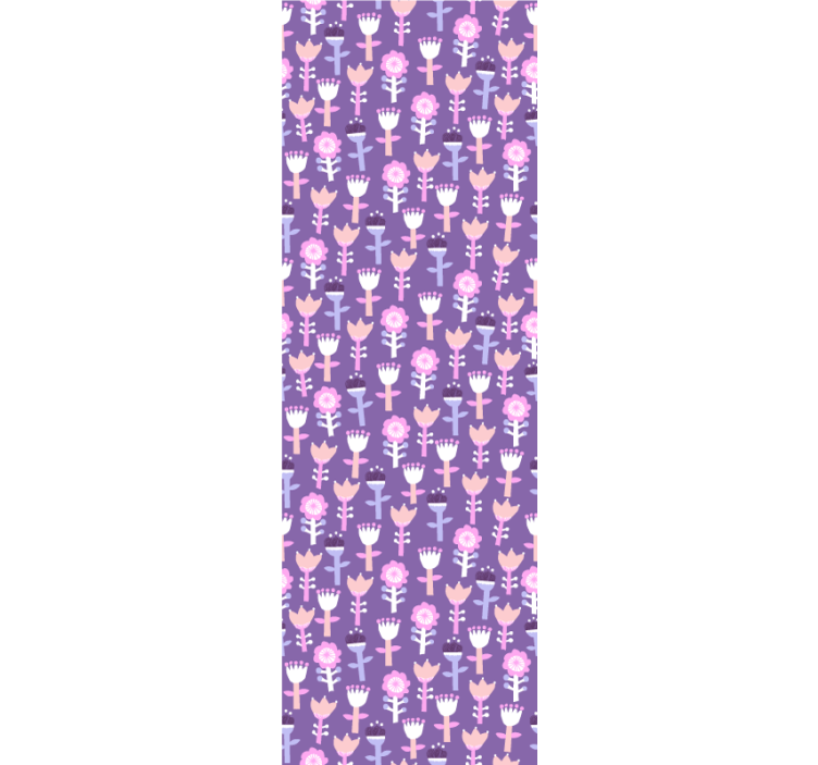 Purple motif flowers wallpaper - TenStickers