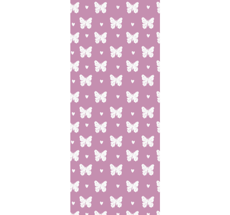 White and pink heart pattern butterflies wallpaper - TenStickers