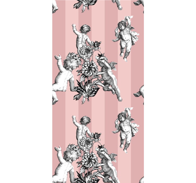 Cherubs and flowers baroque wallpaper - TenStickers