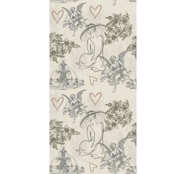 Angelic floral motif flowers wallpaper - TenStickers