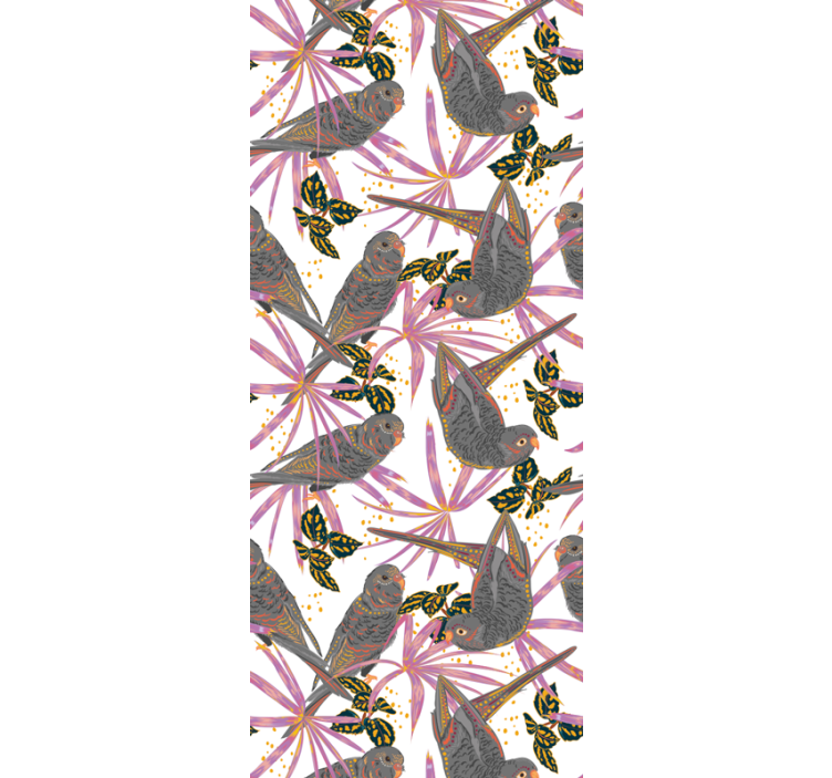 Colorful Leaves birds in wallpaper - TenStickers