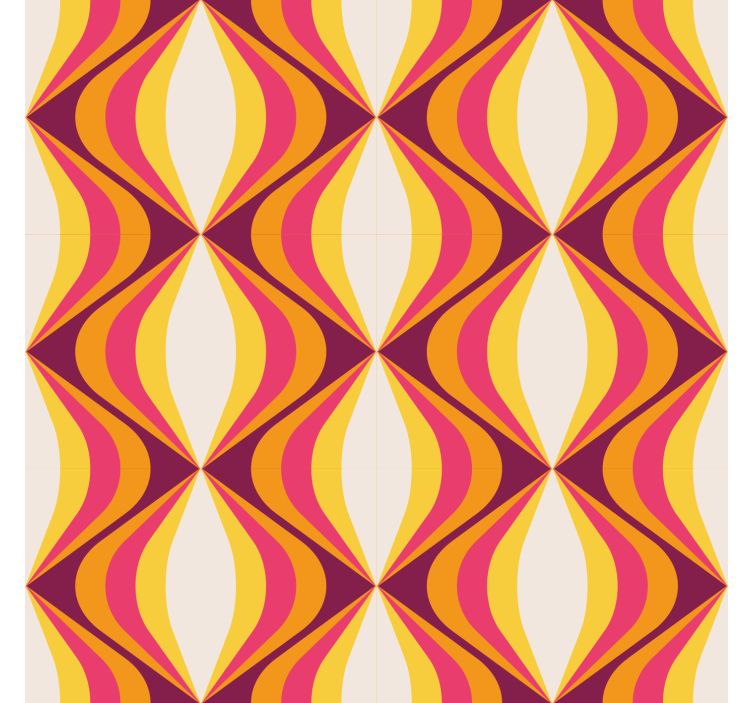 retro orange wave Living room wallpaper - TenStickers