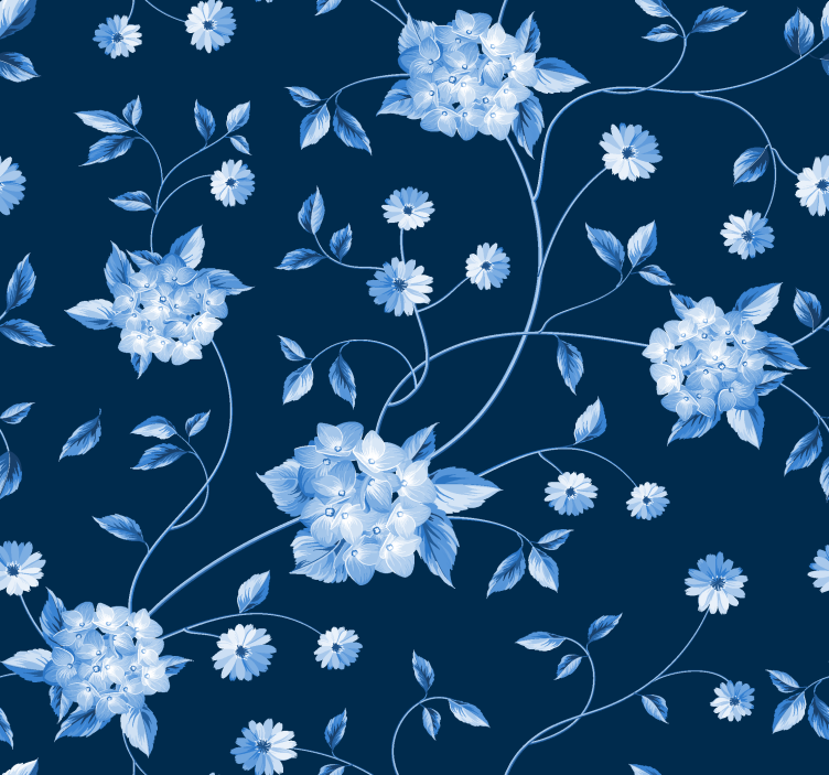 flower stems Navy wallpaper - TenStickers