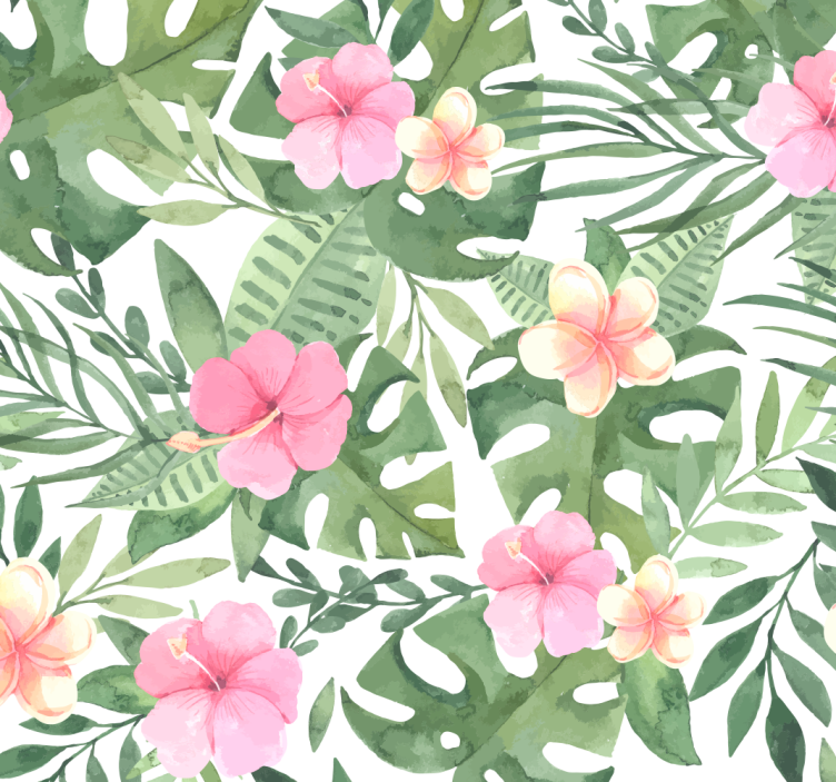Floral tropical pattern leaves wallpaper - TenStickers