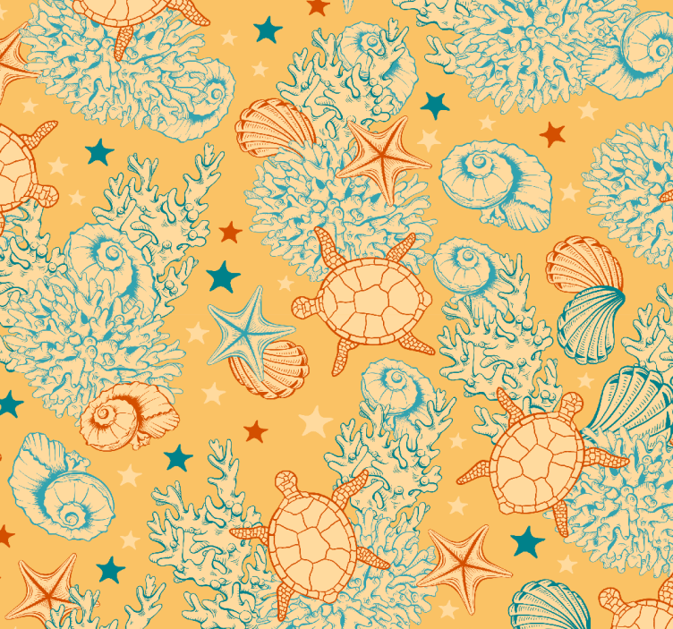 Marine Motif Ensemble fishes wallpaper - TenStickers