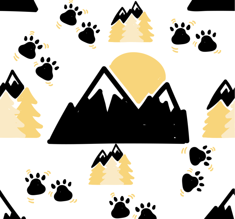 Mountains and Dog Tracks nursery room wallpaper - TenStickers