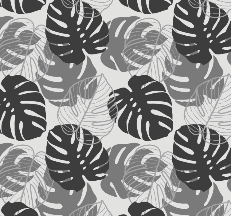 Monochrome Leaf Pattern leaves wallpaper - TenStickers