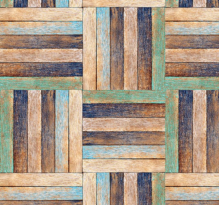 Wooden Block Pattern living area wallpaper - TenStickers