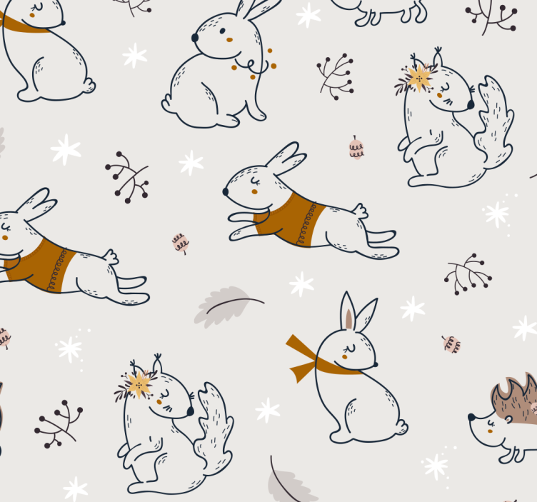 Playful Bunny Motif animals wallpaper - TenStickers