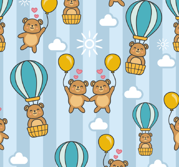 Balloon Teddies nursery room wallpaper - TenStickers