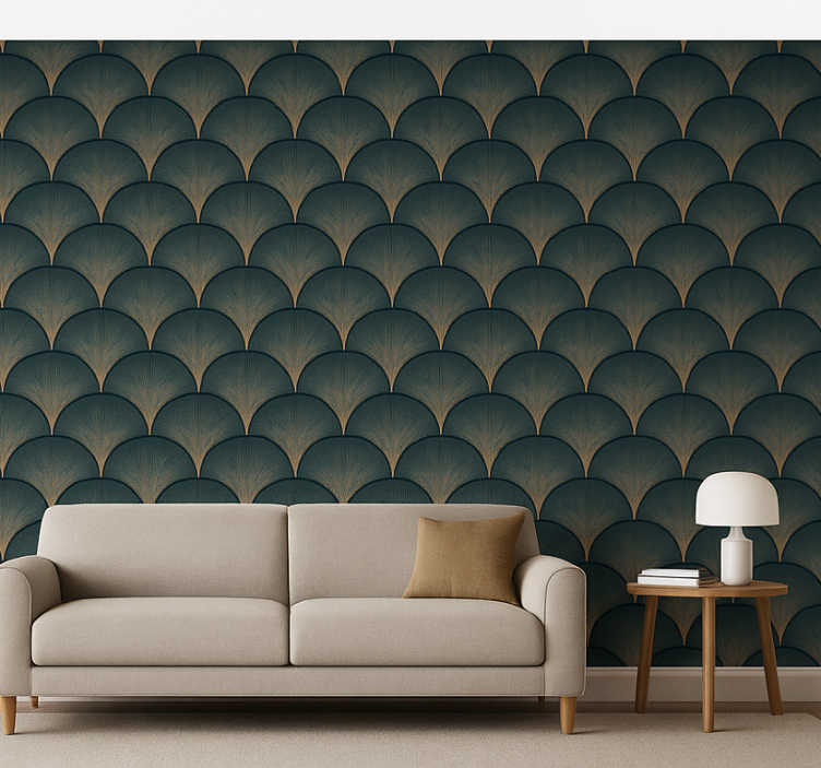 1920's Art Déco green fans retro wallpaper - TenStickers