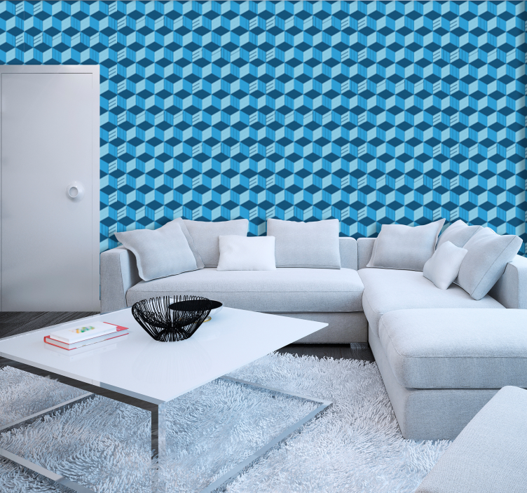 3D Cube Pattern wallpaper geometric - TenStickers