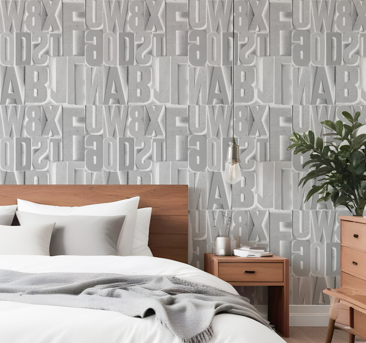 3D grey letters lettering wallpaper - TenStickers