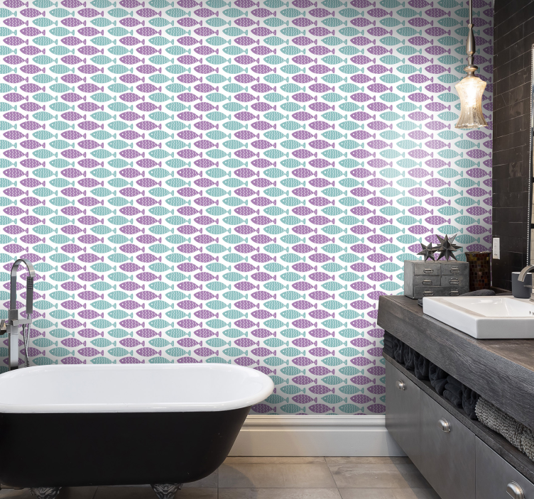 Geometric Fish Motif nursery room wallpaper - TenStickers