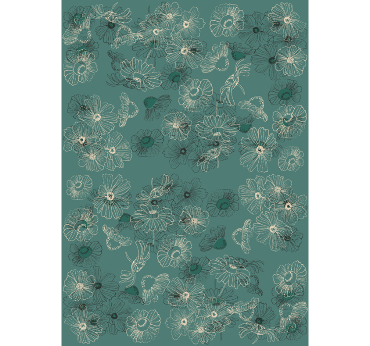Ornamental Wallpaper hand draw flowers - TenStickers