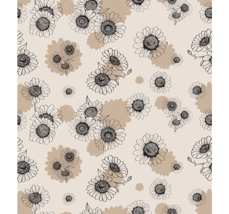 Blooming beige elegant pattern flowers wallpaper - TenStickers