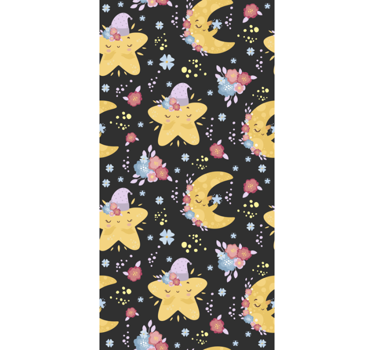 Moon and stars Nursery Wallpaper - TenStickers