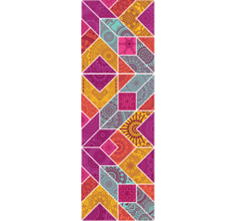 Colorful geometric pattern master bedroom wallpaper - TenStickers