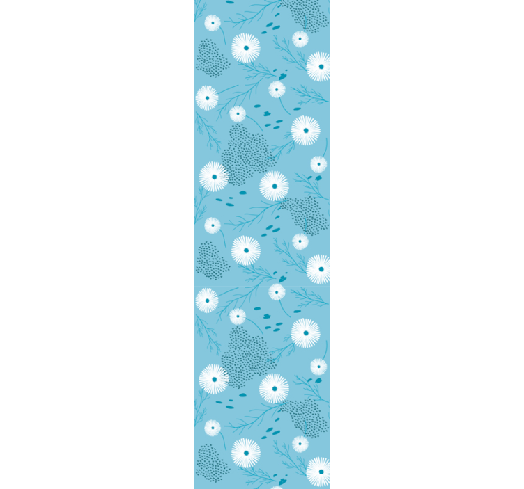 Blue white flowers wallpaper - TenStickers