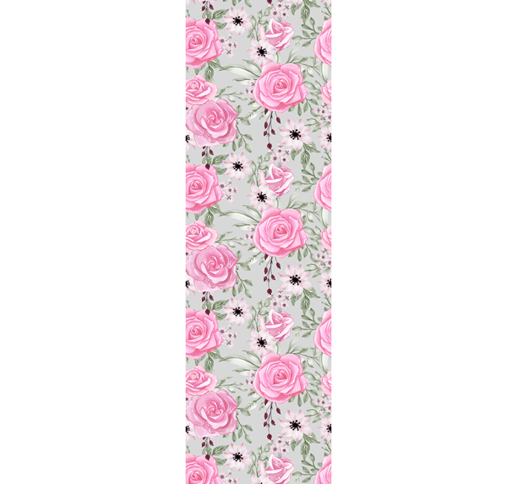 Pink big flowers on grey flower wallpaper - TenStickers