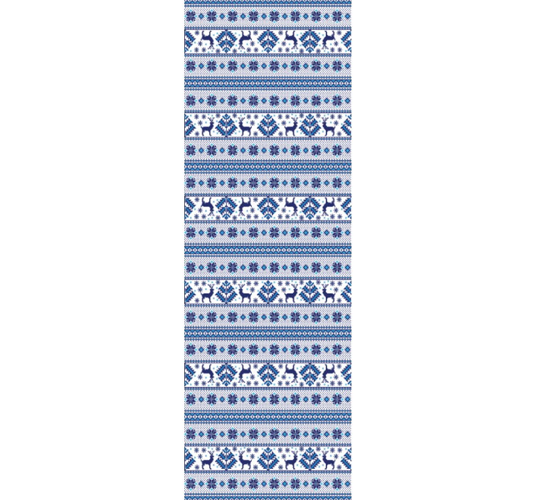 Blue and White folk pattern Christmas wallpaper - TenStickers