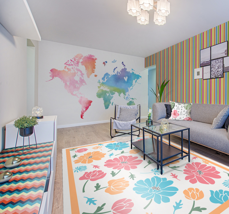 Multicolored Stripes wallpaper horizontal stripes - TenStickers