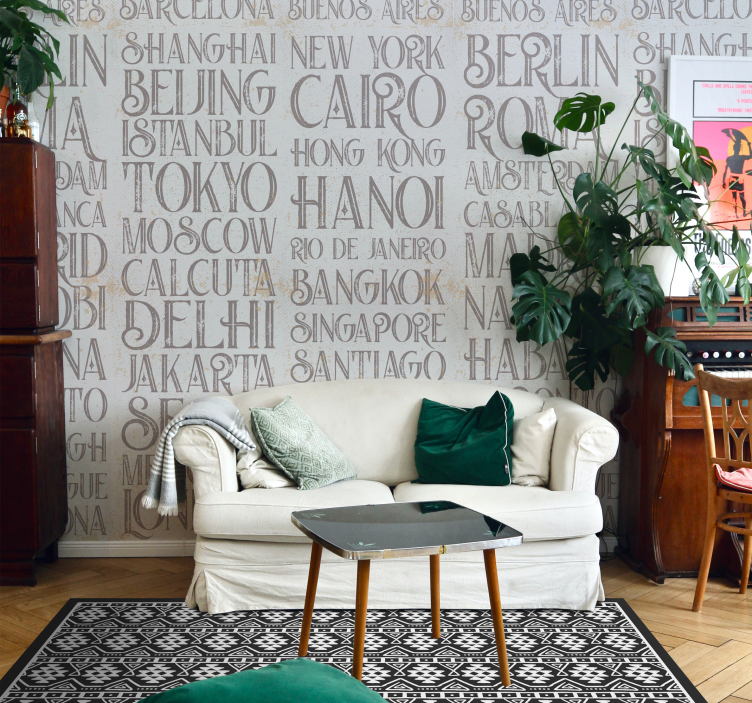 City Names Typography lettering wallpaper - TenStickers