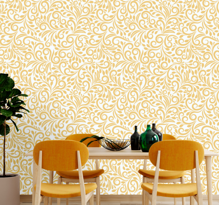 Ornate Flourishes floral wallpaper - TenStickers