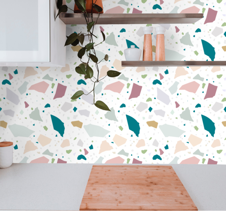 Mediterranean terrazzo pattern wallpaper - TenStickers