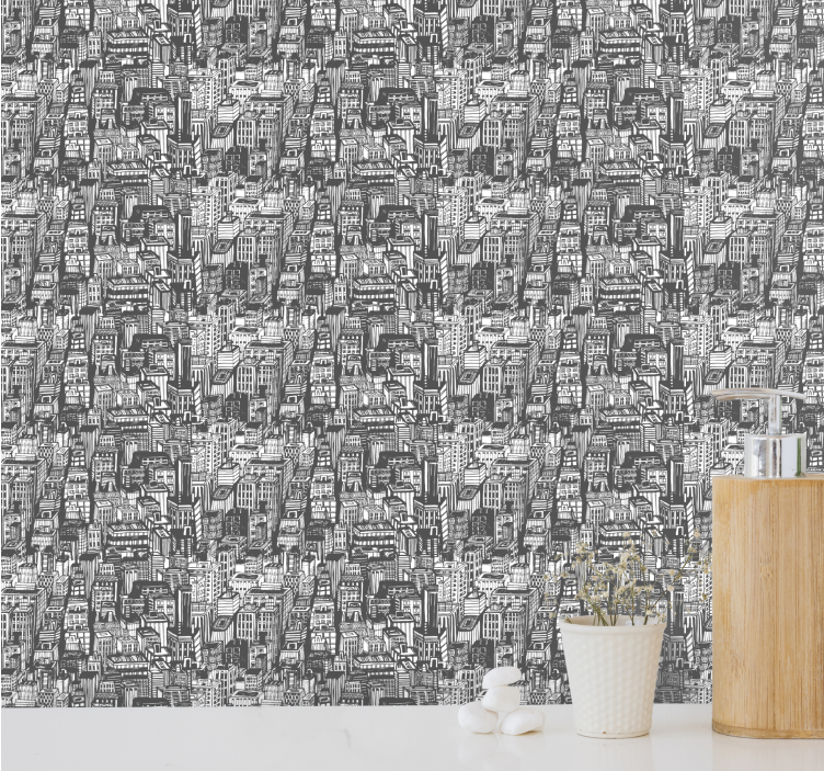 Urban Sketch city wallpaper - TenStickers