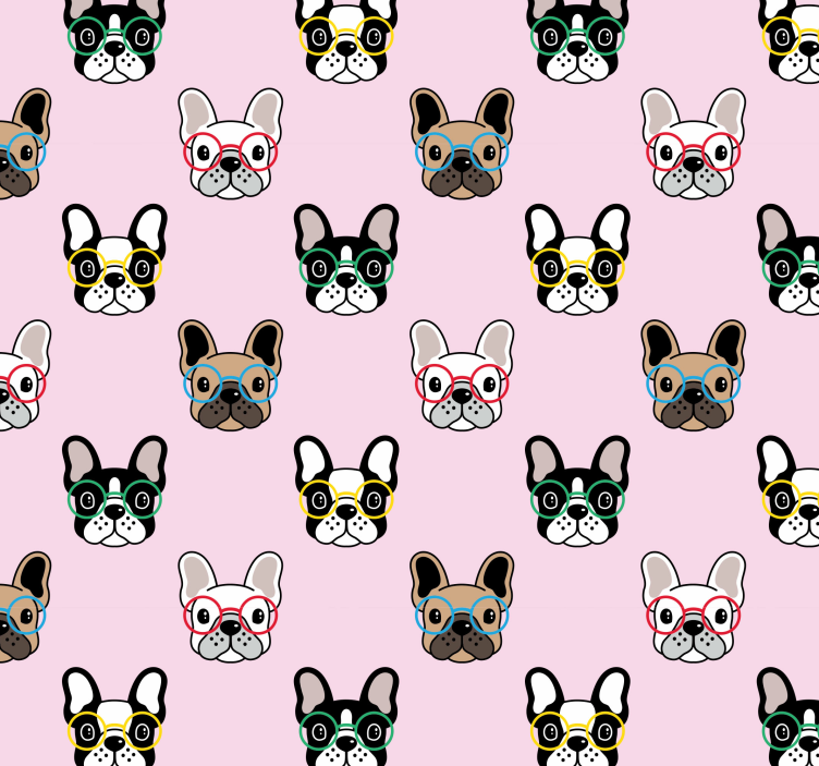 Frenchie Spectacles cute dog wallpaper - TenStickers
