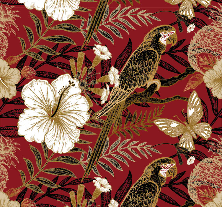 Elegant Red Floral Wallpaper - TenStickers