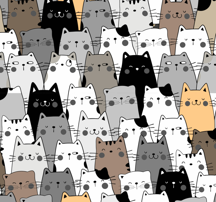 Playful Cat Patterns cats wallpaper - TenStickers