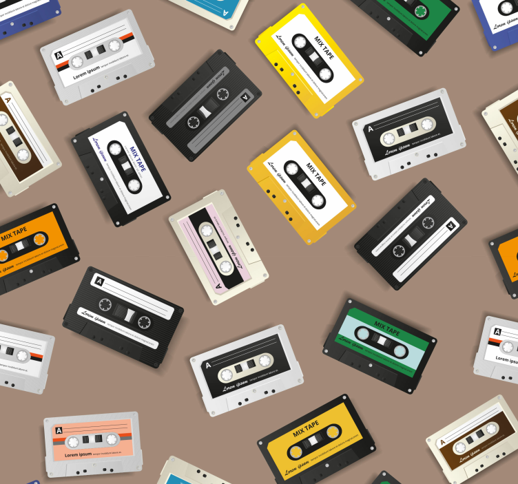 Retro Cassette Pattern custom wallpaper - TenStickers