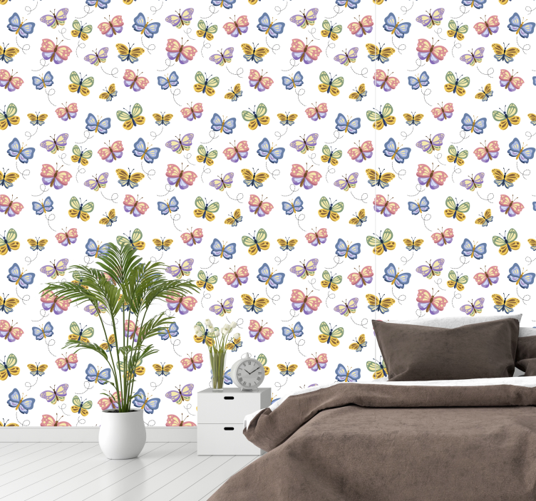 Butterfly Pattern butterflies wallpaper - TenStickers